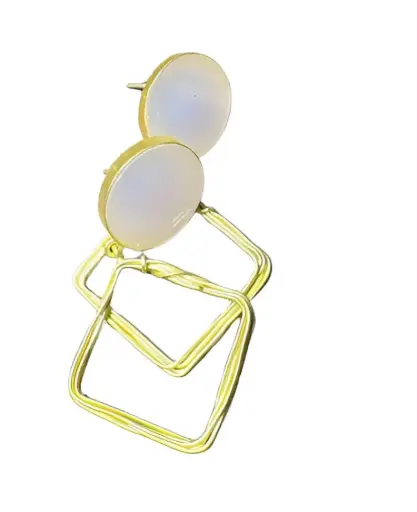 Rose Quartz Geometric Dangles