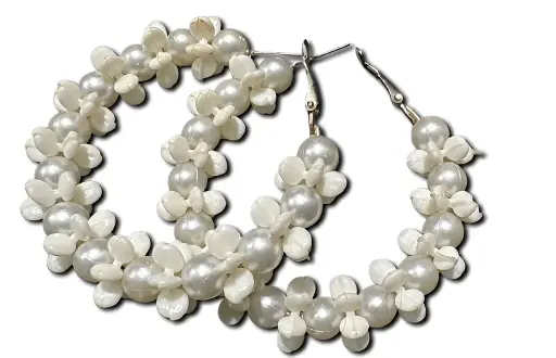 Flower Pearl Hoops