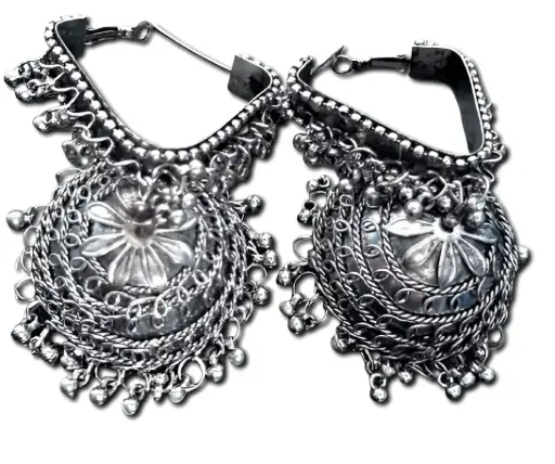 Silver Black Oxidized Earring